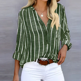 Simple And Fashionable Printed Striped Shirt For Women