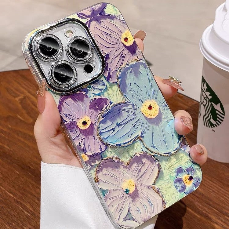 Blue Light Oil Painting Flower Phone Case