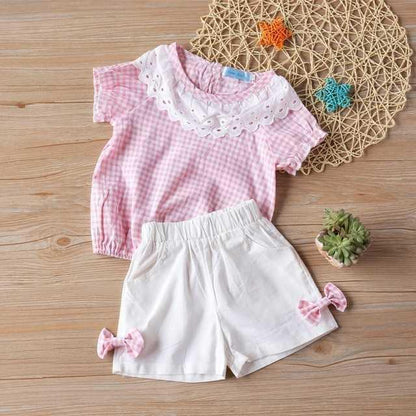 Summer Children Clothes Big Bow T-Shirt Shorts Clothing Set