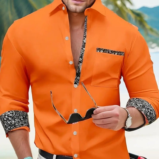 Fashion Loose Breathable Pocket Men's Long Sleeve Shirt