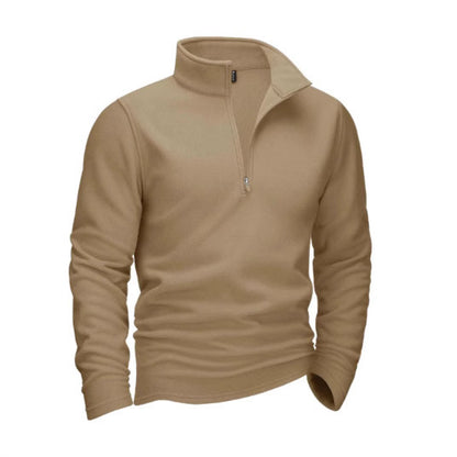 Zipped Stand Collar Fleece Men's Warm Sweater