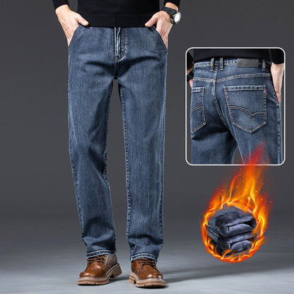 Men's Loose Fleece-lined Straight-leg Trousers