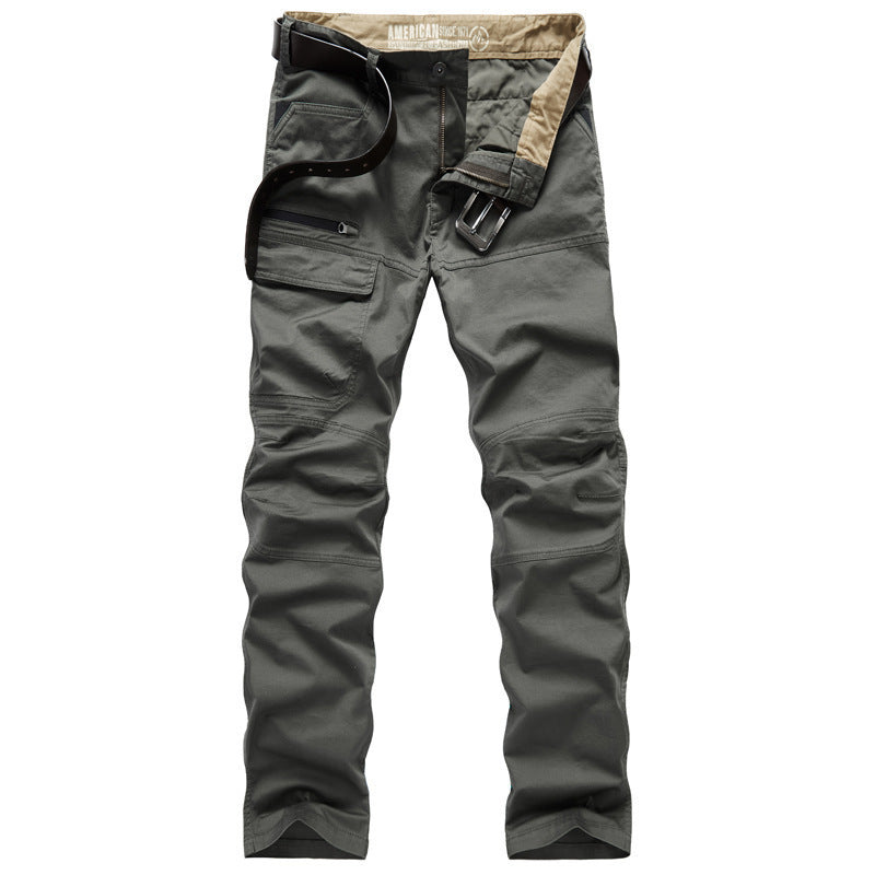 Men's Solid Color Straight Stretch Military Trousers