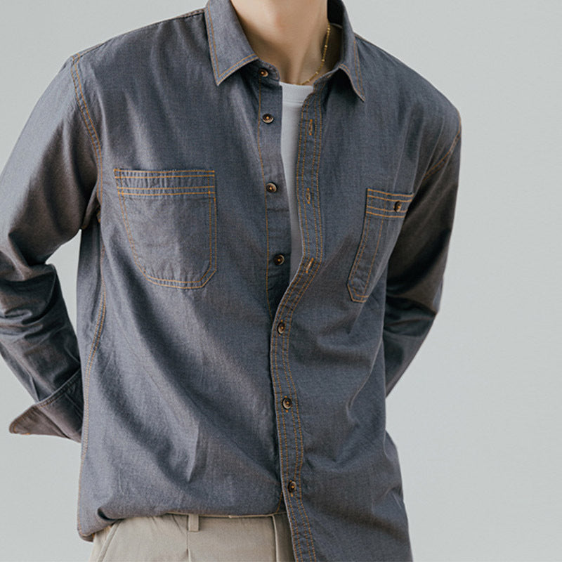 American Retro Denim Shirt Men's Cotton