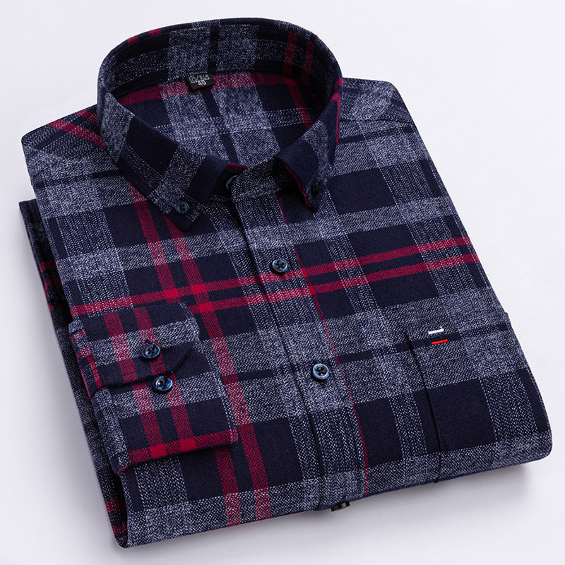 Brushed Yarn-dyed Plaid Business Casual Shirt