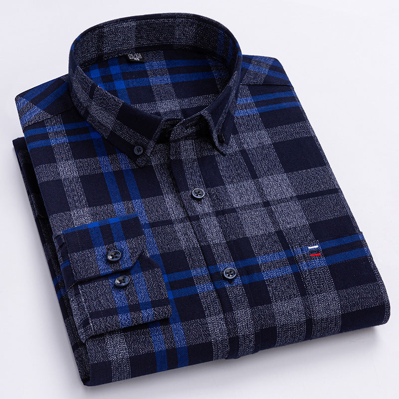 Brushed Yarn-dyed Plaid Business Casual Shirt