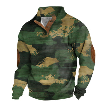 4-button Fashion Brand Casual Men's Printed Pullover Sweatshirt