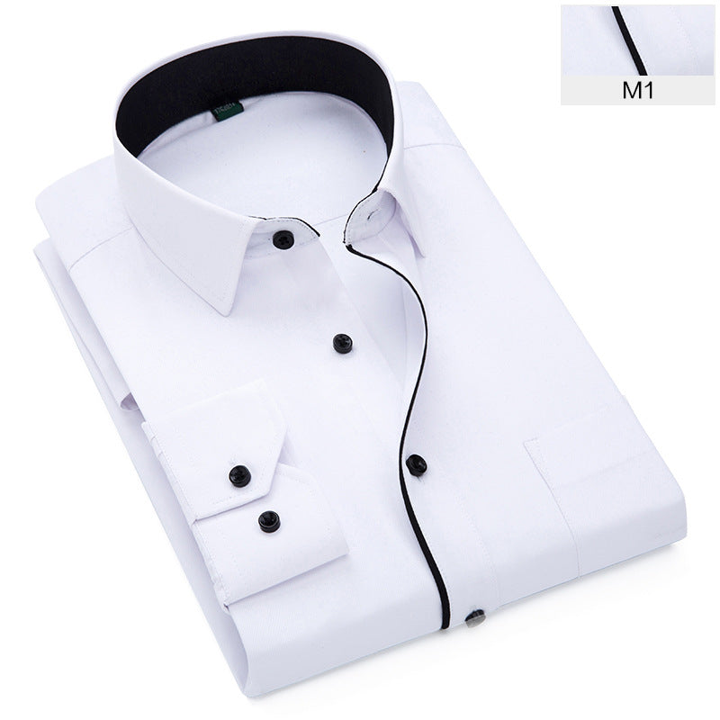 Long Sleeve Men's Business Pure Color Shirt