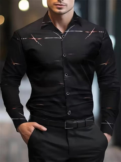 Men's Fashion Striped 3D Digital Printing Shirt