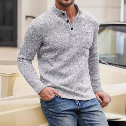 Gray Long Sleeves Thickening Polo Thick Needle