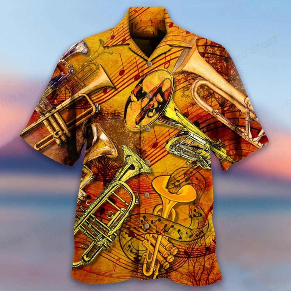 Fashion Bus Pattern Summer Men's Casual Shirt