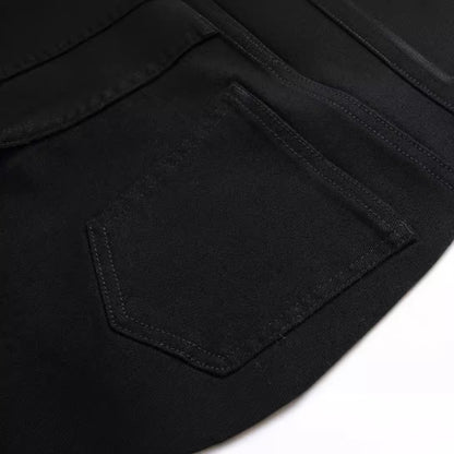 Men's Black Elastic Straight Jeans