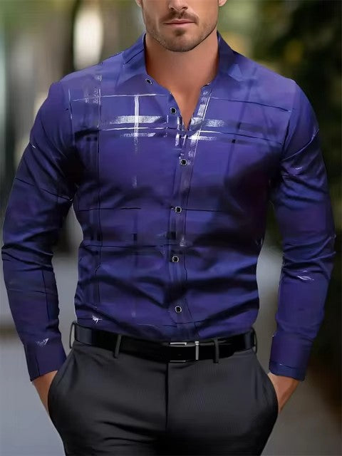 Men's Fashion Striped 3D Digital Printing Shirt