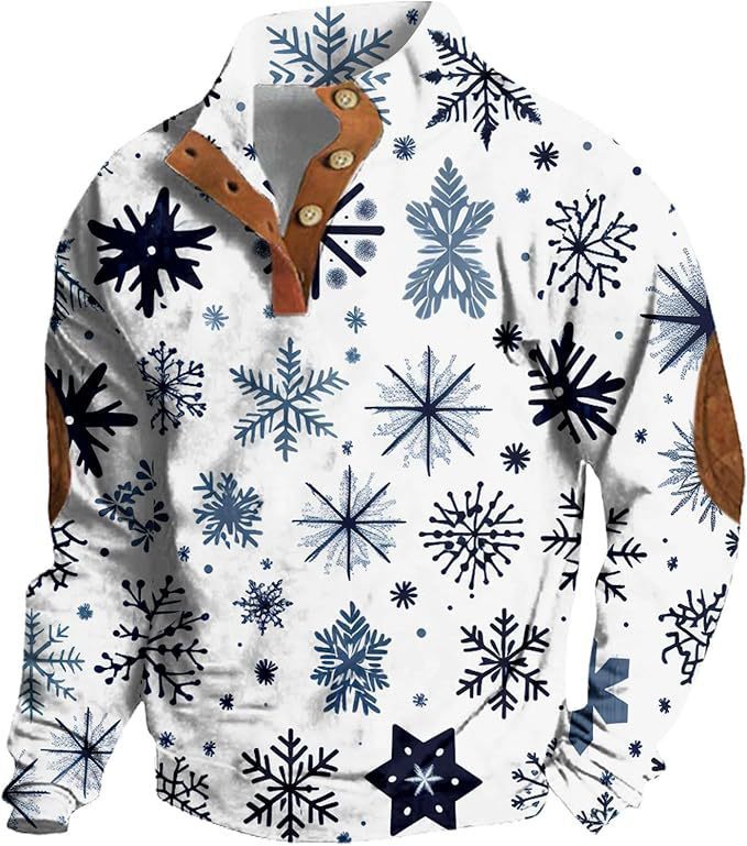 4-button Fashion Brand Casual Men's Printed Pullover Sweatshirt