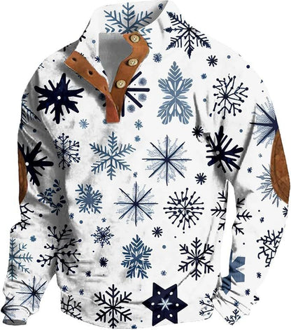 4-button Fashion Brand Casual Men's Printed Pullover Sweatshirt