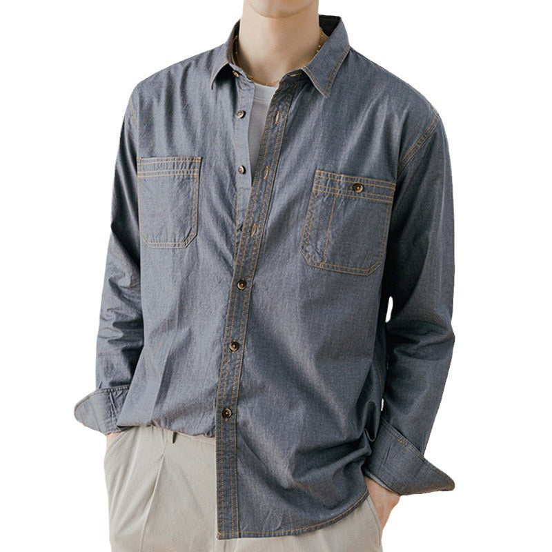 American Retro Denim Shirt Men's Cotton