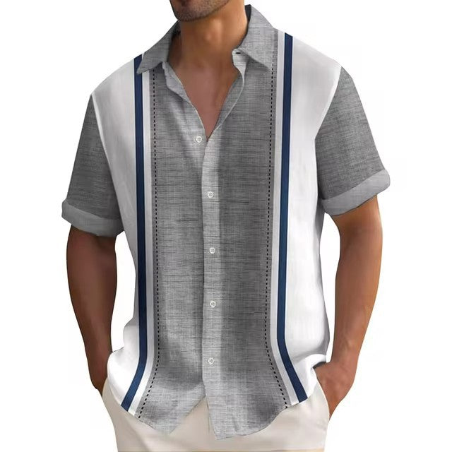 3D Digital Printing Summer Striped Shirt Male