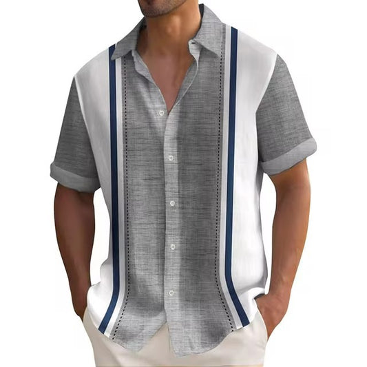 3D Digital Printing Summer Striped Shirt Male