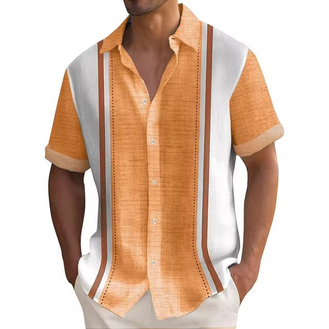 3D Digital Printing Summer Striped Shirt Male