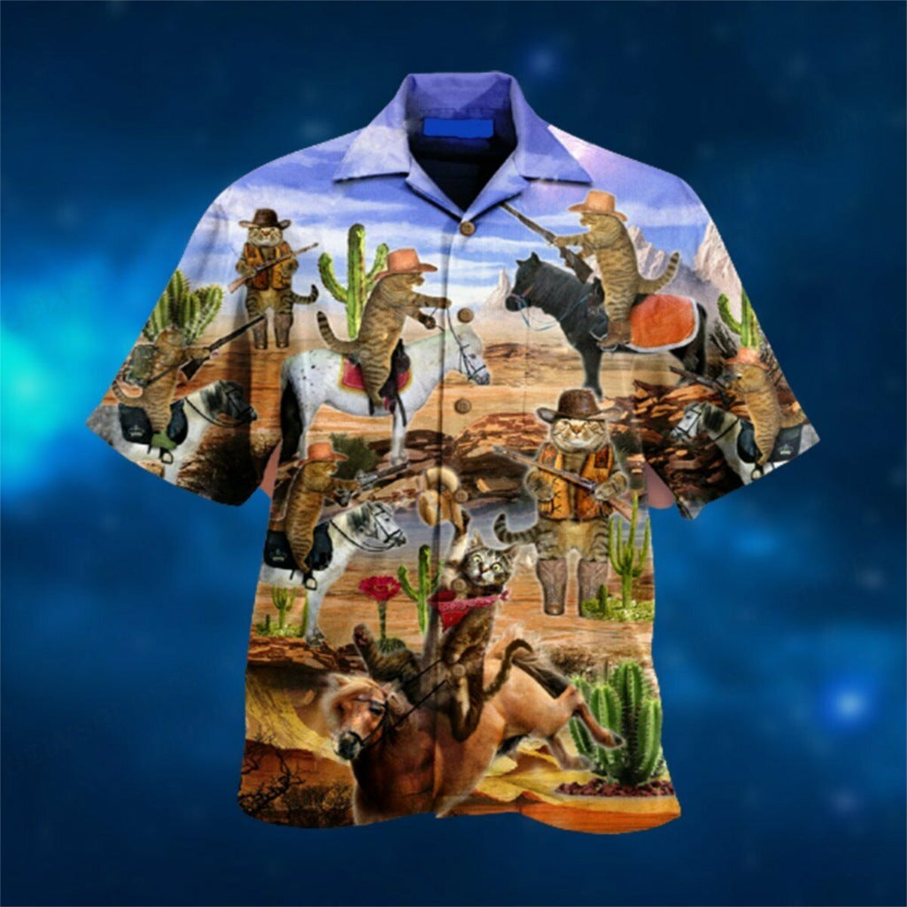 Fashion Bus Pattern Summer Men's Casual Shirt