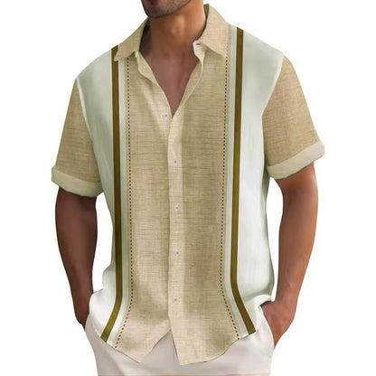 3D Digital Printing Summer Striped Shirt Male