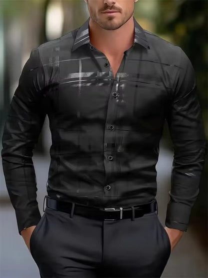 Men's Fashion Striped 3D Digital Printing Shirt