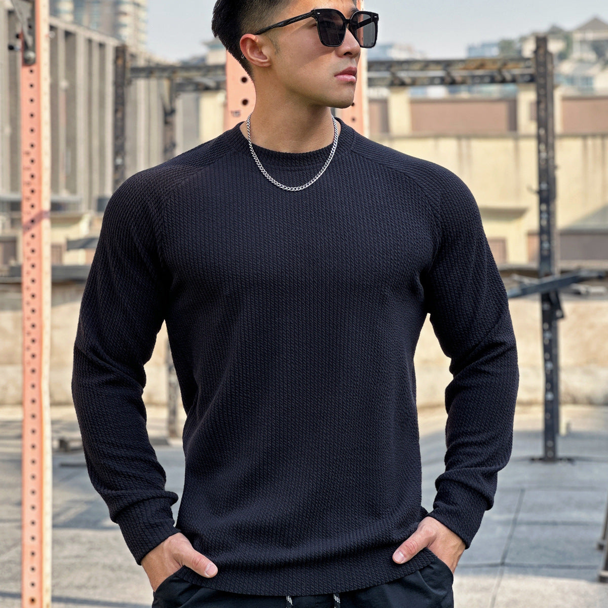 Autumn And Winter Round Neck Men's Casual Sports Trend Loose-fitting Plus Size Pullover Long Sleeve