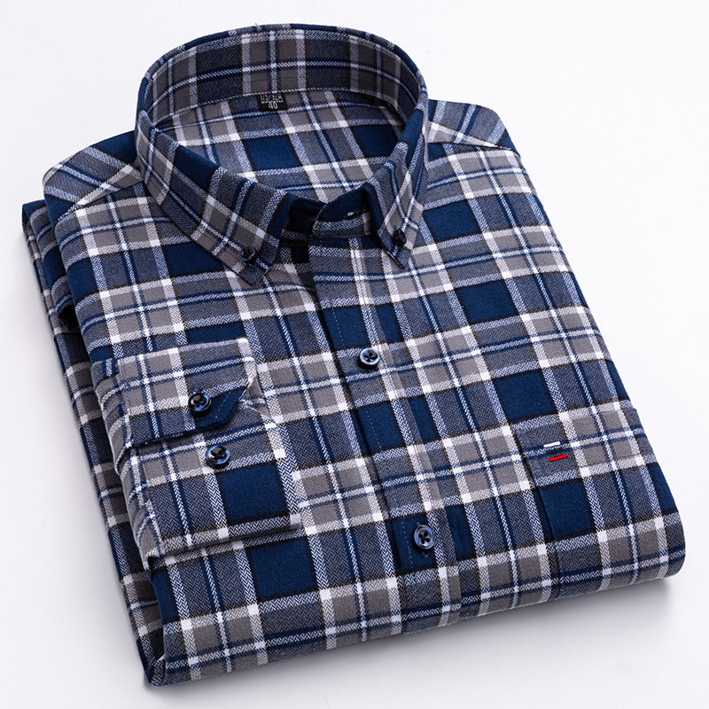 Brushed Yarn-dyed Plaid Business Casual Shirt