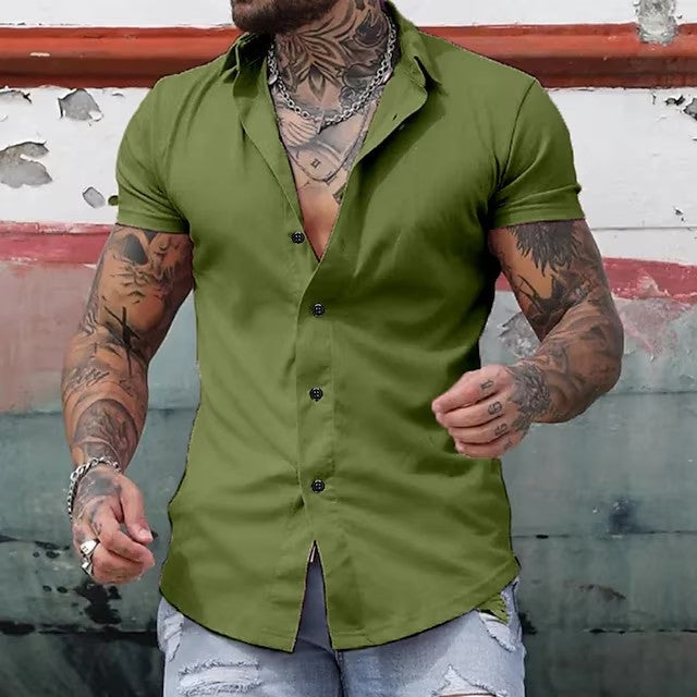 Simple Summer Men's Casual Solid Color Shirt