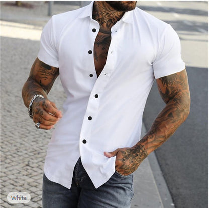 Simple Summer Men's Casual Solid Color Shirt