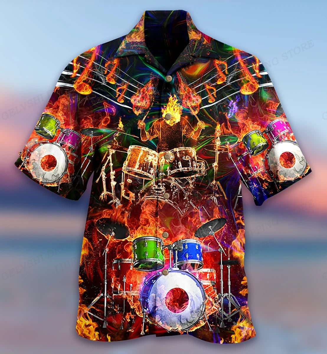 Fashion Bus Pattern Summer Men's Casual Shirt