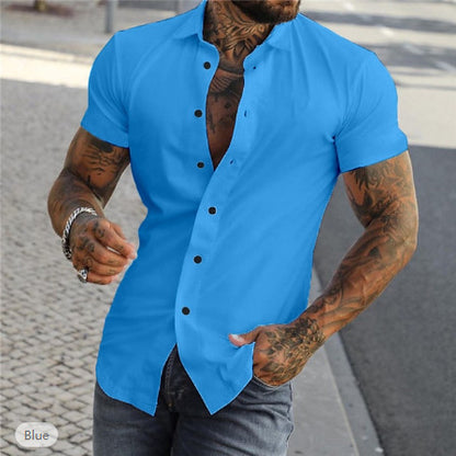 Simple Summer Men's Casual Solid Color Shirt