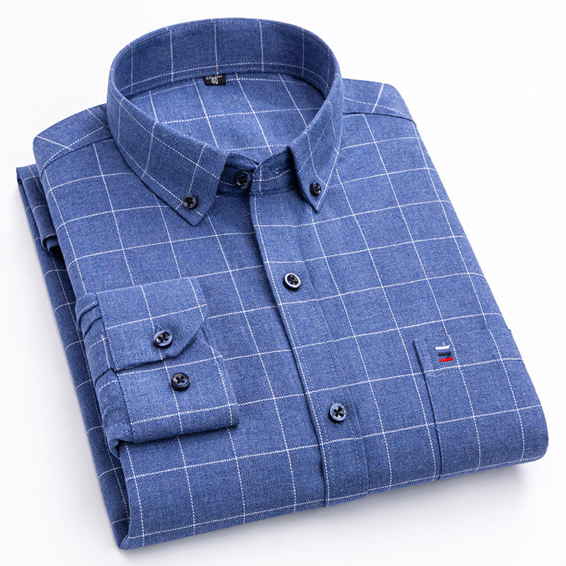 Brushed Yarn-dyed Plaid Business Casual Shirt