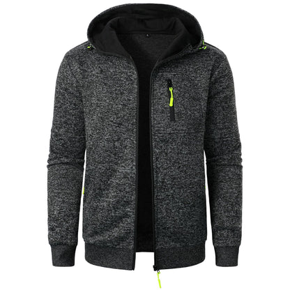 Men's Sports Fitness Casual Jacquard Hooded Jacket Knitted Cardigan