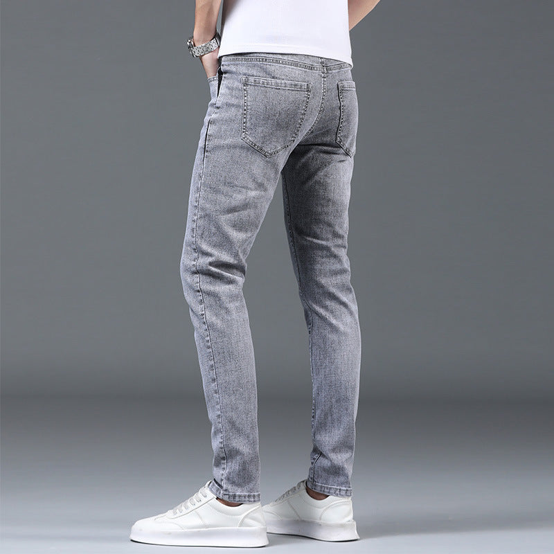 Light Gray Straight Slim Jeans