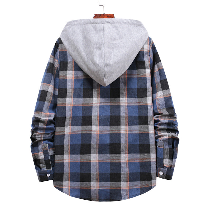 Plaid Hooded Casual Long Sleeve Shirt