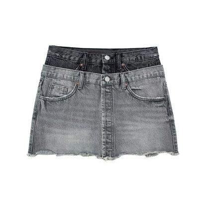 Women's High Waist A- Line Cotton Denim Skirt