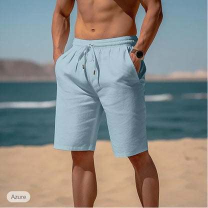 Summer Drawstring Shorts Elastic Waist Straight Pants Beach Breathable Shorts For Men Clothing