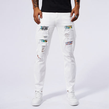 Hole Patch Washed Jeans