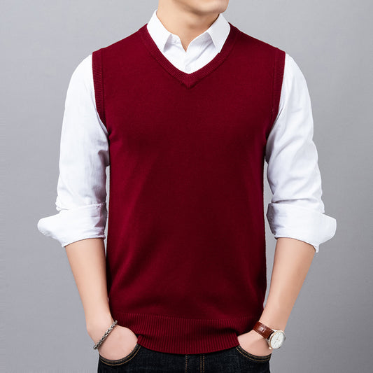 Knitted Vest Men's Waistcoat Waistcoat V-neck Sleeveless Sweater