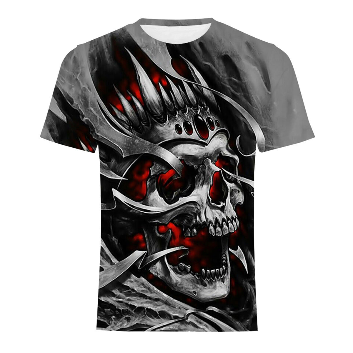 Mens Fashion Casual Digital Print Crew Neck T-shirt