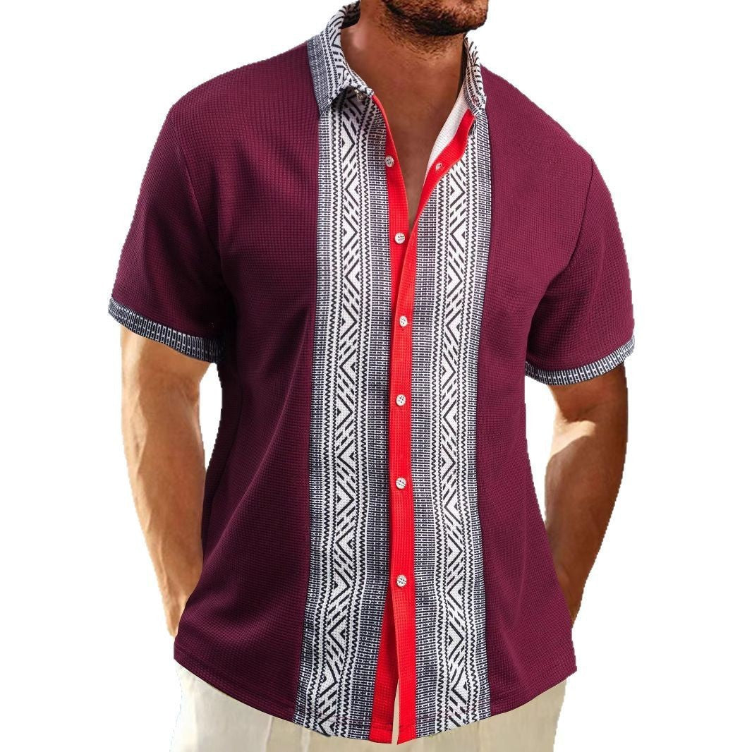 Printed Button Short Sleeve Men