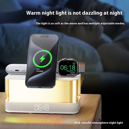 Desktop Bluetooth Speaker Clock Ambience Light Magnetic Wireless Charger