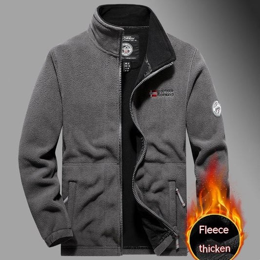 Men's Fashion Double Polar Warm Stand Collar Fleece Jacket