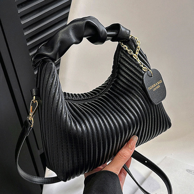 Women Fashion Crossbody Bag PU Leather Pleated Cloud Small Tote Bags Casual Simple Elegant Temperament Messenger Bags