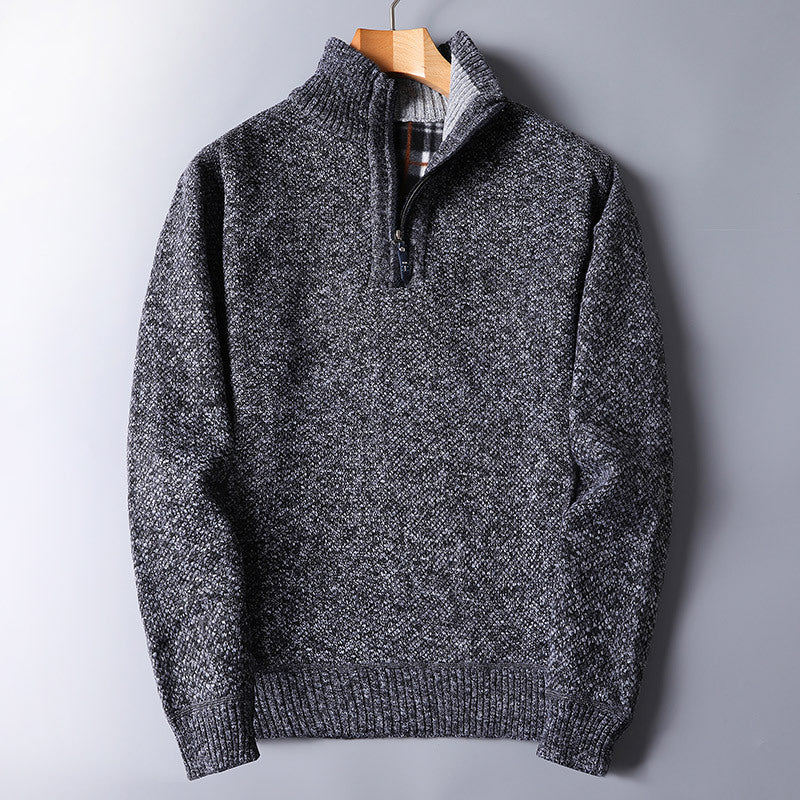 Loose Knit Coat Plush Men's Zipper Sweater