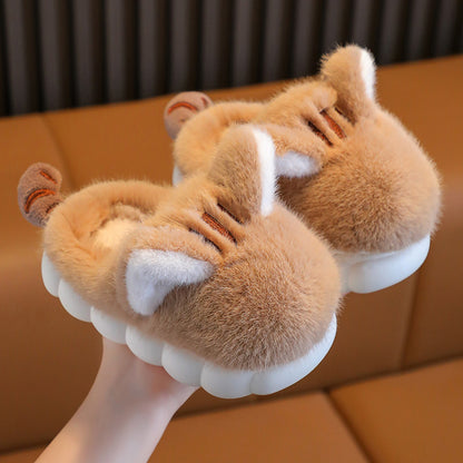 Children's Cotton Slippers, Cute Kitten, Warm And Cold Resistant, Thick Soft Sole