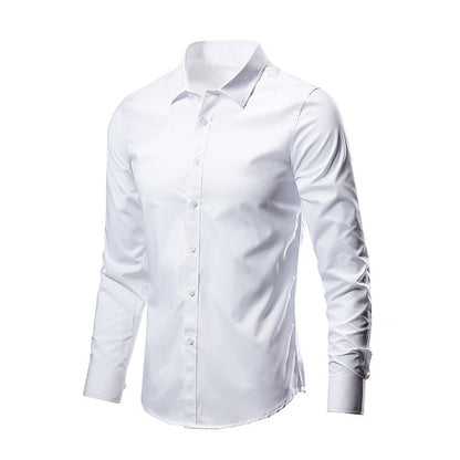 White Shirt Men's Long Sleeve Non-ironing Business Formal Wear Slim Korean Style Business Working Casual Suit Shirt