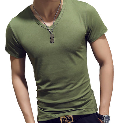 Korean Style Trendy Half-sleeved Body Shirt Trendy Bottoming Solid Color Shirt