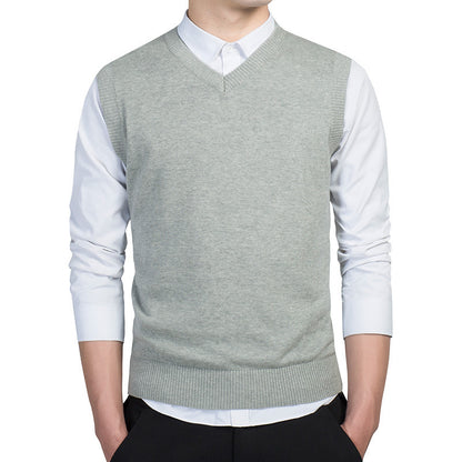 Men's V-Neck Sweater Vest Vest Sleeveless Knit Sweater